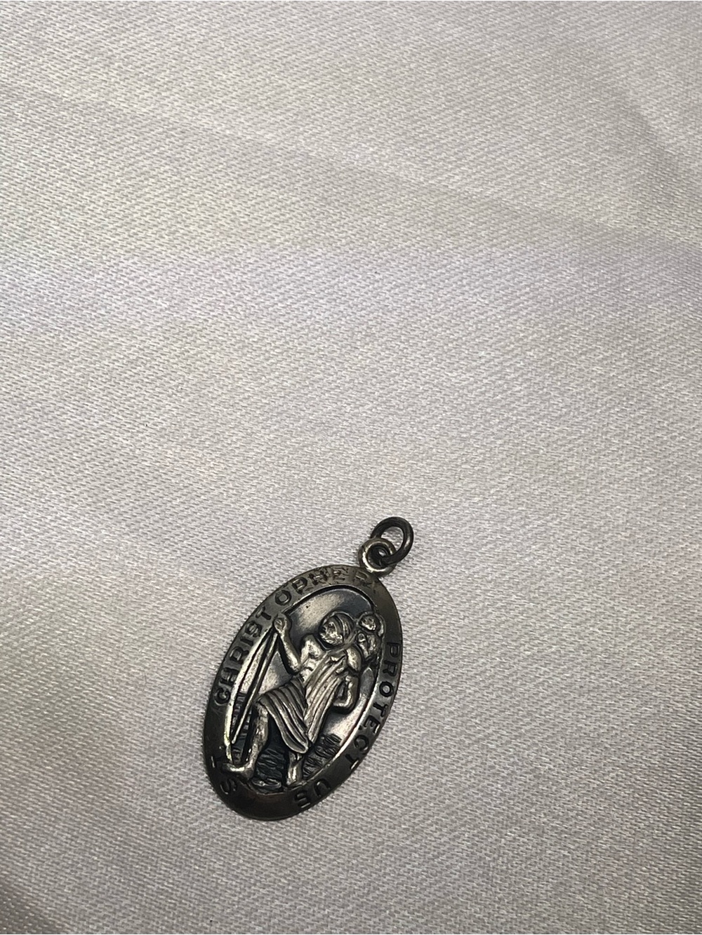 Engraved Oval Good Luck Pendant - Silver Sterling 925